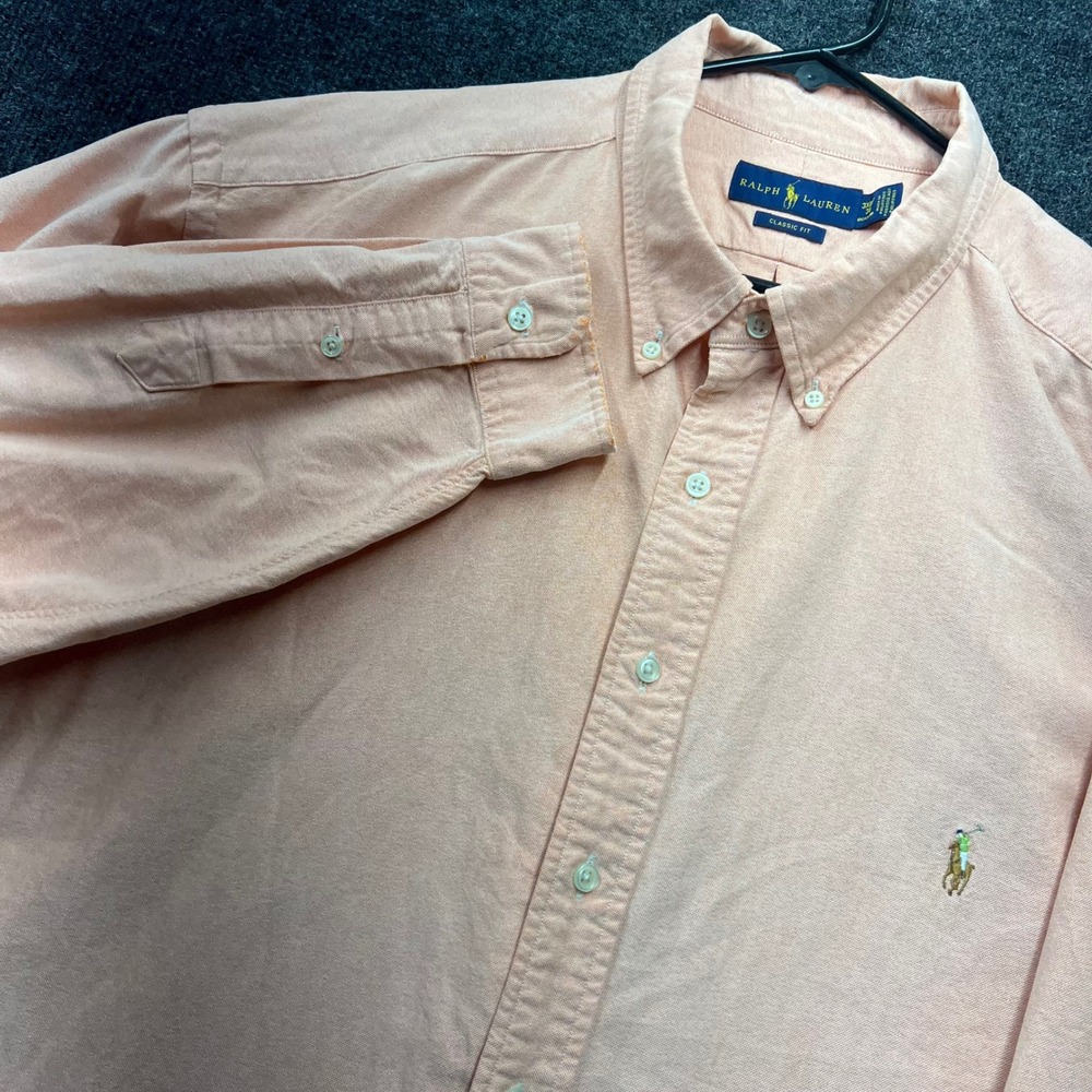Ralph Lauren Mens 3XB Classic Fit Oxford Shirt Peach Orange Long Sleeve Pony